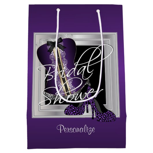 Tweede Bruidsmeisjesfeest met lingerie | Paars Medium Cadeauzakje (Achterkant)