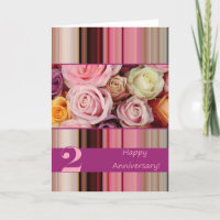 Tweede bruiloft Jubileum kaart - Stapel rozen stri