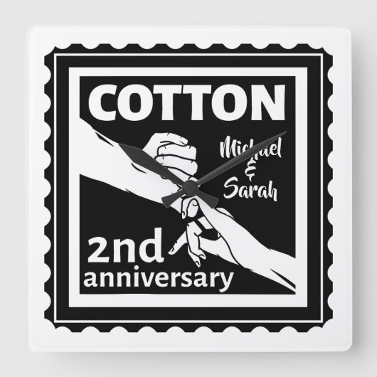 Tweede bruiloft met handen vierkante klok (Voorkant)