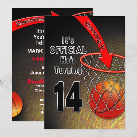 TWEEDE DAG - BASKETBALL - 14E INVITATIE KAART (Voorkant / Achterkant)