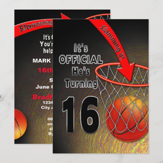 TWEEDE DAG - BASKETBALL - 16E INVITATIE KAART (Voorkant / Achterkant)