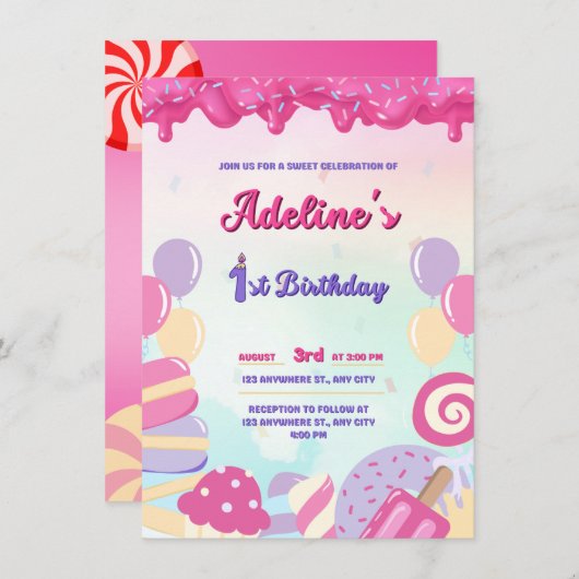 TWEEDE DAG ÉÉN JAAR PINK EN SNOEP SCHAKELAAR KAART (Voorkant / Achterkant)