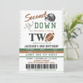Tweede down Football 2e verjaardagsuitnodiging Kaart (Staand voorkant)