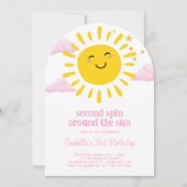 Tweede draai rond de zon roze 2e verjaardag kaart (Voorkant)