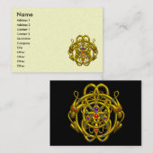 TWEEDE DRAGONS GOLD CELTIC KNOPEN Black Cream Pear Visitekaartje (Voorkant / Achterkant)