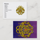 TWEEDE DRAGONS / GOLD CELTIC KNOPEN Paars Wit Visitekaartje (Voorkant / Achterkant)