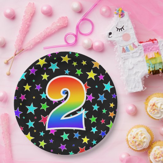 Tweede evenement: Vet, Fun, kleurrijke regenboog 2 Papieren Bordje (Feest)