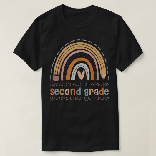 Tweede graad Funny Boho regenboog terug naar schoo T-shirt (Design voorkant)