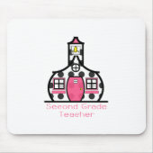 Tweede graad leraar Polka Dot Schoolhouse Muismat (Voorkant)