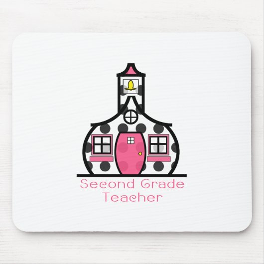 Tweede graad leraar Polka Dot Schoolhouse Muismat (Voorkant)