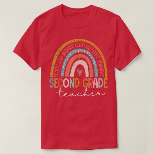 Tweede graad leraar talenliefhebber boho Rainb T-shirt (Design voorkant)