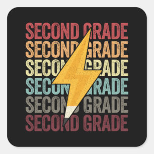 Tweede graad Lightning Bolt Pencil 2e graad Vierkante Sticker