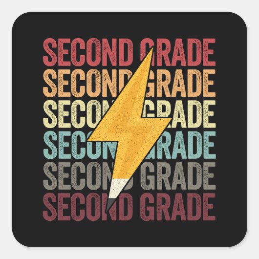 Tweede graad Lightning Bolt Pencil 2e graad Vierkante Sticker (Voorkant)