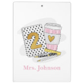 Tweede graad Teacher White Preppy Notitieboek Coff Klembord (Achterkant)