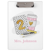 Tweede graad Teacher White Preppy Notitieboek Coff Klembord (Voorkant)