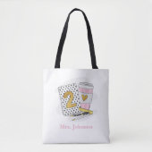 Tweede graad Teacher White Preppy Notitieboek Coff Tote Bag (Voorkant)