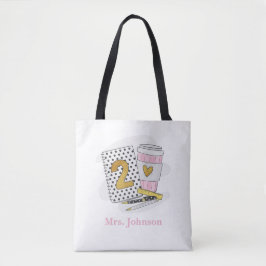 Tweede graad Teacher White Preppy Notitieboek Coff Tote Bag