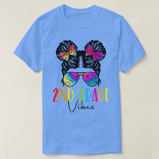 Tweede graad Vibes Messy Bun Hair Tie Dye 2e Afstu T-shirt (Design voorkant)