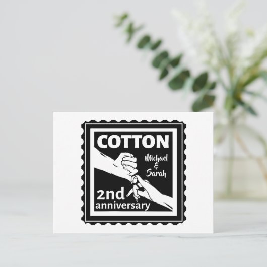 Tweede huwelijksherdenkingskoppel met handen briefkaart (Staand voorkant)