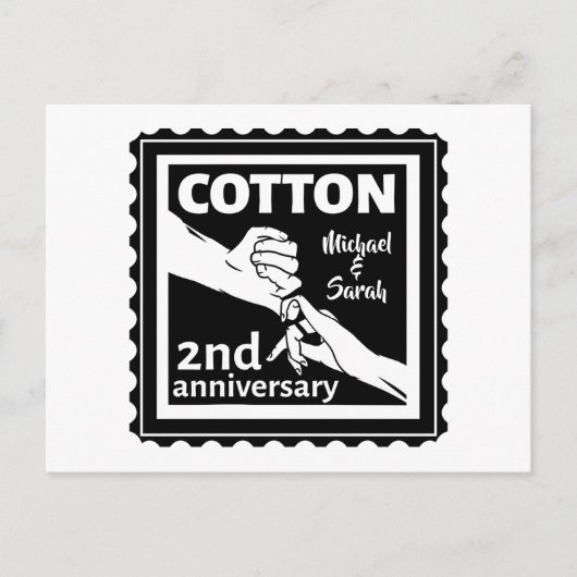 Tweede huwelijksherdenkingskoppel met handen briefkaart (Voorkant)