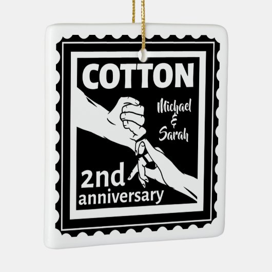 Tweede huwelijksherdenkingskoppel met handen keramisch ornament (Rechts)