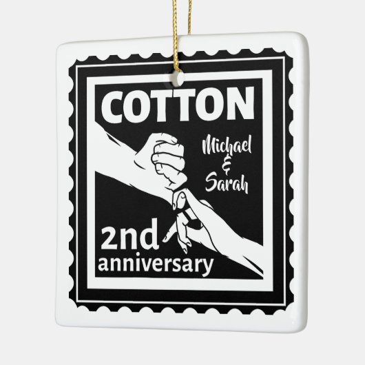 Tweede huwelijksherdenkingskoppel met handen keramisch ornament (Links)