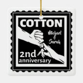 Tweede huwelijksherdenkingskoppel met handen keramisch ornament (Achterkant)