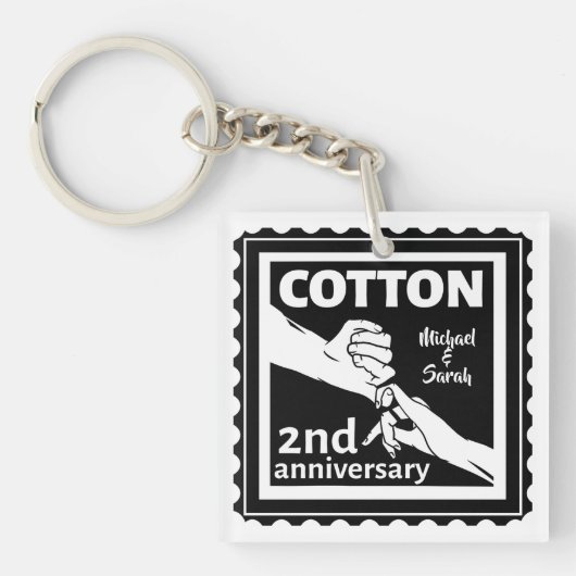 Tweede huwelijksherdenkingskoppel met handen sleutelhanger (Voorkant)