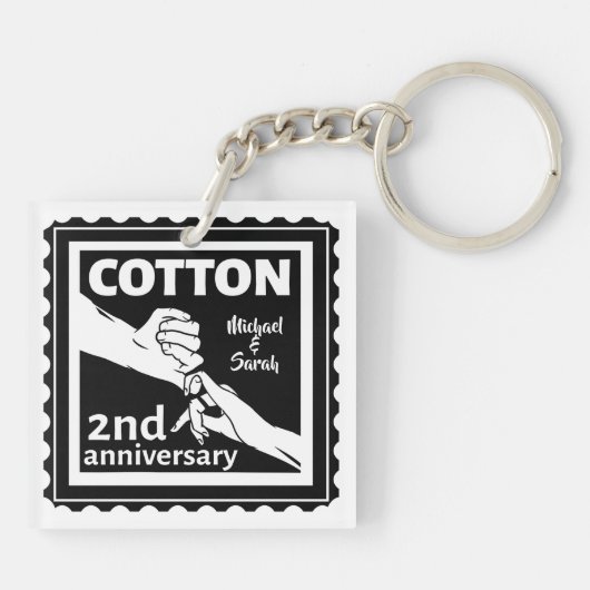 Tweede huwelijksherdenkingskoppel met handen sleutelhanger (Achterkant)