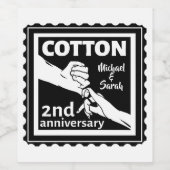 Tweede huwelijksherdenkingskoppel met handen wijn etiket (Enkel label)