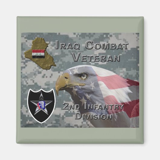 Tweede infanteriediv Irak Combat Veteran Magneet (Voorkant)