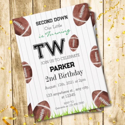 Tweede jaar down Football uitnodiging