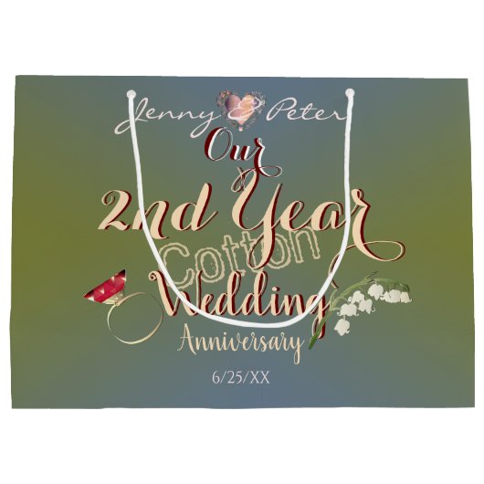 Tweede jaar Jubileum katoenweddenschap Grote Gift Groot Cadeauzakje (Achterkant)