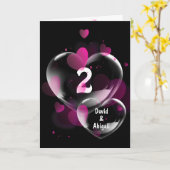 Tweede Jubileum hartbellen op zwart Kaart (Gele Bloem)