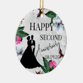 Tweede Jubileum katoencadeau Keramisch Ornament (Rechts)