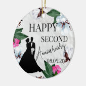 Tweede Jubileum katoencadeau Keramisch Ornament (Links)