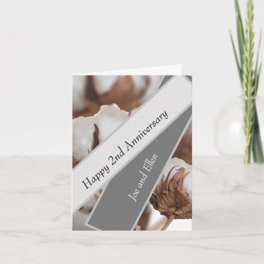 Tweede Jubileum met katoenplant Kaart (Voorkant)