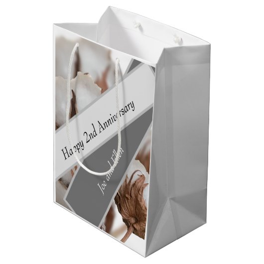 Tweede Jubileum met katoenplant Medium Cadeauzakje (Achterkant Gekanteld)