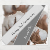 Tweede Jubileum met katoenplant Sparkling Wijnetiket (Enkel label)