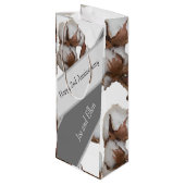 Tweede Jubileum met katoenplant Wijn Cadeautas (Achterkant Gekanteld)