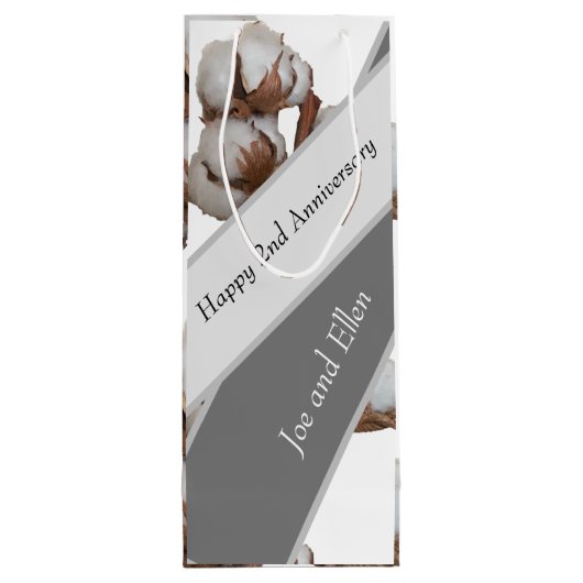 Tweede Jubileum met katoenplant Wijn Cadeautas (Achterkant)