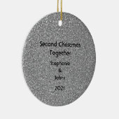 Tweede kerstcadeau voor Black White Grey Glitter Keramisch Ornament (Rechts)