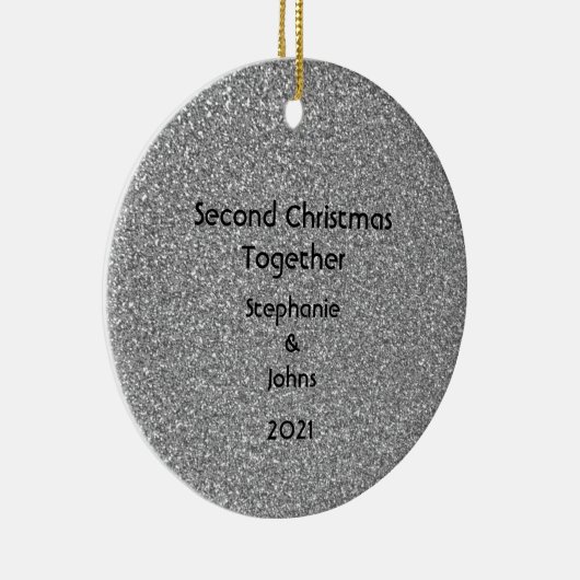 Tweede kerstcadeau voor Black White Grey Glitter Keramisch Ornament (Rechts)