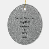 Tweede kerstcadeau voor Black White Grey Glitter Keramisch Ornament (Links)