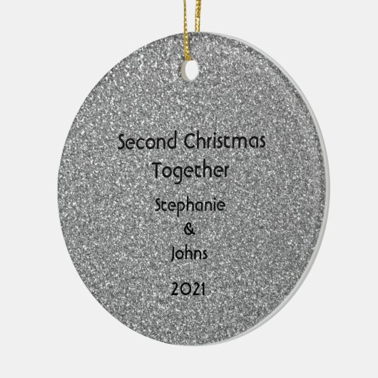 Tweede kerstcadeau voor Black White Grey Glitter Keramisch Ornament (Links)