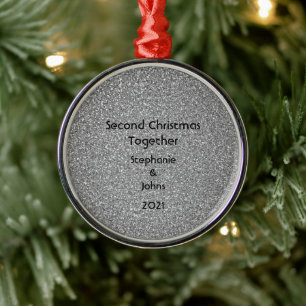 Tweede kerstcadeau voor Black White Grey Glitter Metalen Ornament