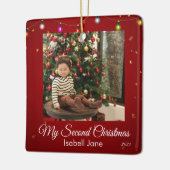 Tweede Kerstmis Aangepaste serie Foto tekst Sjablo Keramisch Ornament (Links)