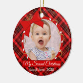 Tweede Kerstmis Aangepaste serie Foto tekst Sjablo Keramisch Ornament (Links)