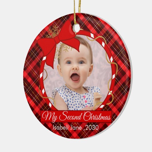 Tweede Kerstmis Aangepaste serie Foto tekst Sjablo Keramisch Ornament (Links)