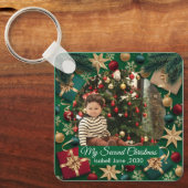 Tweede Kerstmis Aangepaste serie Foto tekst Sjablo Sleutelhanger (Voorkant)